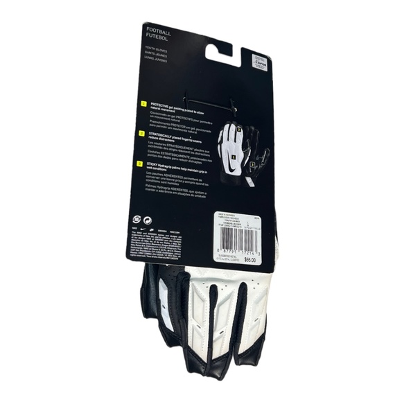 Nike D-Tack 6.0 Football Padded Linesman Gloves White Black Youth Size Large - Picture 4 of 5